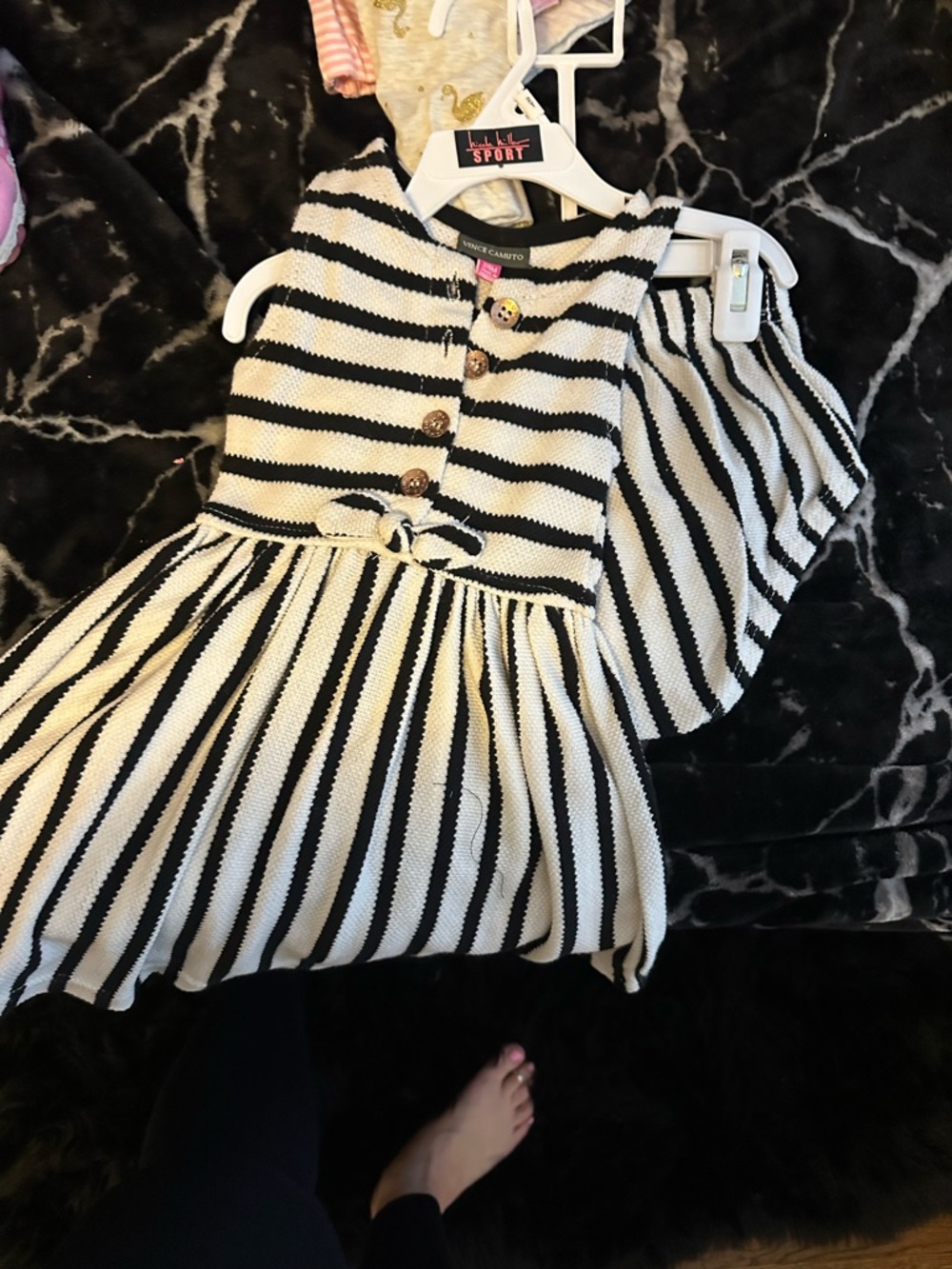 Vince Camuto Black & White Striped Knit Dress with Shorts